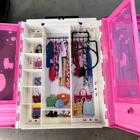 Barbie clothes portable closet carrying case fashion toy set of 2 - Picture 2 of 5